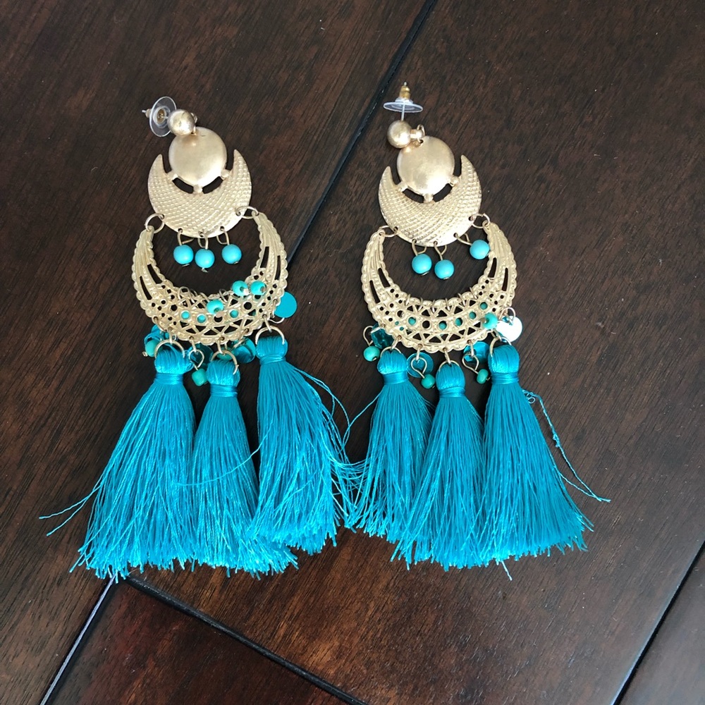Beautiful 12th Tribe turquoise tassel earrings!